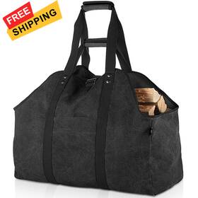 Hmfc1820-g Bonthee Extra Large Waterproof Firewood Log Carrier Canvas 2 Black