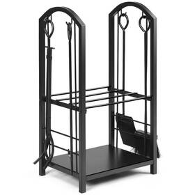 Wf-hw61475 Boyel Living Fireplace Log Rack 12 Inch With 4-tools Set Fireside Firewood Holder