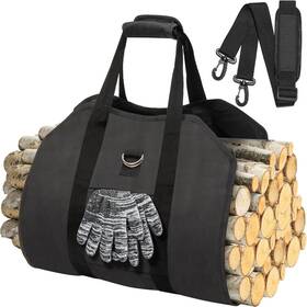 Gpbh001-fwlcarrier-l-1black Brand Gpusfak Firewood Log Carrier Outdoor - Waxed Carring Bag Water Large-1pcs Black