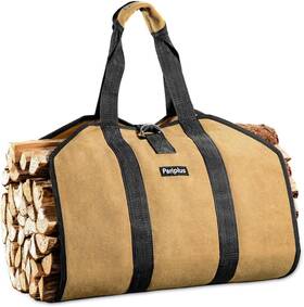 Mdlc22011 Brand Pariplus Canvas Firewood Carrier Bag - Sturdy Log For With Brown