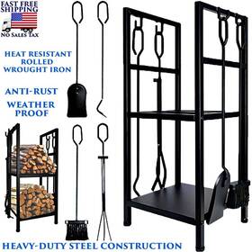 Vd-fr-502 Branded Fireplace Tool Set Log Rack Iron Firewood Holder Lumber Storage Fire Accessories