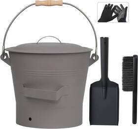 Ph552fusa Brian & Dany And Ash Bucket With Lid 2.6 Gallon Fireplace Gray
