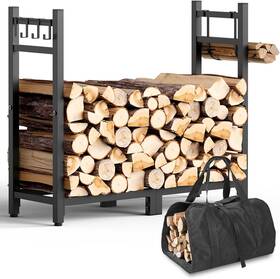 Brightown 711181237016 Firewood Rack Indoor With Log Carrier 34inch Outdoor Wood For Fi