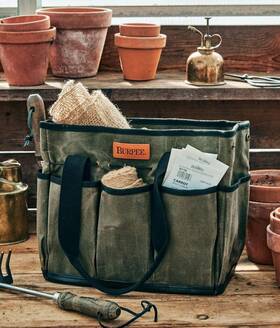 Burpee 041530739084 Waxed Canvas Heavy-duty Tote Bag Storage Organizer For Gardening Tools