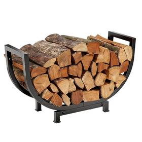 Chj001 Caroyino 24inch Heavy Duty Firewood Rack For Outdoor And Indoor Use Rustproof Black Fir