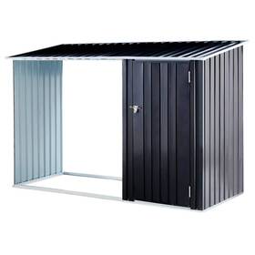 W1129tf3 Cascia 98 Inch Anthracite Galvanized Steel Firewood Rack Log Storage Shed Holder