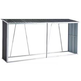 129.9 Cesicia 313109766754 Inch Heavy-duty Gray Galvanized Steel Outdoor Firewood Rack With Roof And L