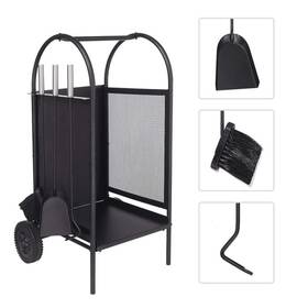 Dofirewood2 Cesicia 14 D X W 31.5 H Iron Firewood Storage Log Rack In Black With Wheels
