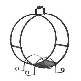 Eca-chj-012 Cesicia 24 Inch W Black Outdoor Round Metal Firewood Rack