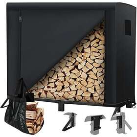 Chuiendi 619185317591 Firewood Rack Outdoor 4 Ft Included Waterproof Cover And Tote Bag Tubular