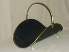 Claw Log Holder Basket Handle Metal Black Brass Foot Firewood Vtg