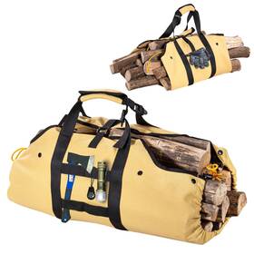 Clesoo 679262903475 2 In 1 Firewood Carrier - Waxed Canvas Bag Large Durable Log