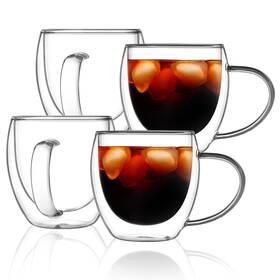 B0fjlrccmd Cnglass 12oz 4-pack Double Walled Glass Coffee Mugs Insulated Clear Espresso Cup