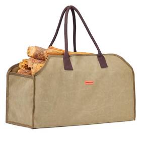 Convelife 760882400137 Waxed Canvas Firewood Log Carrier Tote Wood Carrying Bag For Woodpile Firepla
