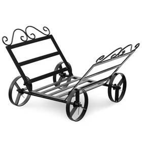 Costway 445032966932 20 Inch W Firewood Rack Decorative Rustproof Steel Fireplace Log Holder With Whee