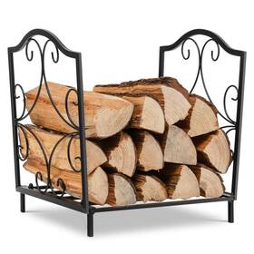H307a8752 Costway 17 Inch Firewood Rack Decorative Steel Storage Log Holder Indoor Outdoor
