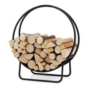 Hcst11510 Costway 20 Inch Round Heavy-duty Metal Curved Log Rack With Stand For Fireplace Pit Stove