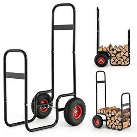T001a24500 Costway Firewood Log Carrier Rack Fireplace Wood Mover Caddy Dolly Cart With Wheel Outdoor