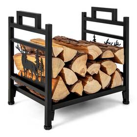 Us-2np11245 Costway 18.5 Inch Metal Firewood Rack Fireplace Log Holder With Dual Handles Solid Base