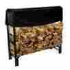 Crs502701 X9630 Xtremepowerus Covered Firewood Rack Outdoor 4 Foot Steel Fire Wood Log Storage Holder Black