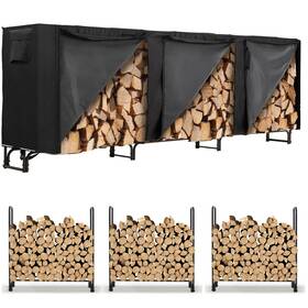 Ggot3043bk Danrelax 4ft Firewood Rack Set Of 3 12ft Outdoor Storage With Cover 600
