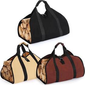 Dansydaisy-jia56sp Dansydaisy 3 Pcs Canvas Firewood Log Carrier Tote Bag 40 Inch X19 Khaki Brown And Black