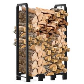 Aq-ch04bk-de Demiwise 4ft Firewood Rack Holder For Fireplace Indoor And Outdoor Thickened Metal Storage