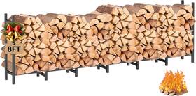 Diamondforge 810206480359 8ft Firewood Rack Outdoor Heavy Duty Fire Wood Stand Metal Firewo