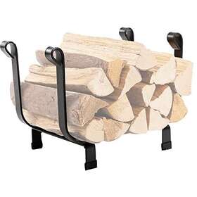 Doeworks 951390940633 17 Inches Small Decorative Indoor/outdoor Firewood Log Rack Bin With Scrolls Bl