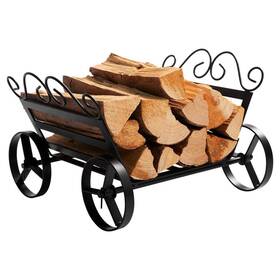 Doeworks 951390951561 Fireplace Log Rack Decorative Wheels Fire Wood Carriers Heavy Duty Firewood H