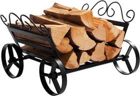 Dwfr-28 Doeworks Fireplace Log Rack Decorative Wheels Fire Wood Carriers Heavy Black