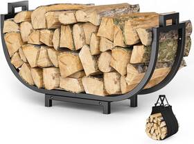 Elbourn 313110969984 Firewood Rack Outdoor Indoor Metal Holder 24 Inch Double Coate