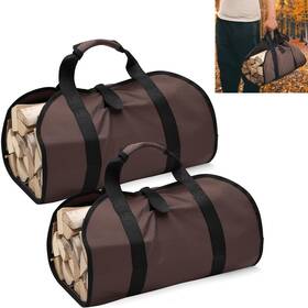 Ken-clysee-2413 Elephantproduct 2 Pack Canvas Firewood Log Carrier Heavy Duty Tote Carrying Bag Wood Storage