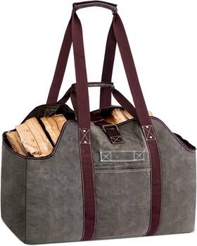 Eletecpro 726084370449 Firewood Carrier Bag Large - Durable Waxed Canvas Log Fir
