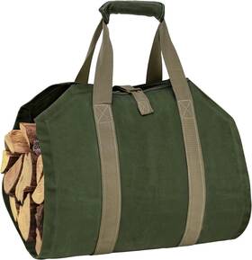 9013-firewood Eletecpro Firewood Carrier 39x18 Inch Durable Waxed Canvas Log Green