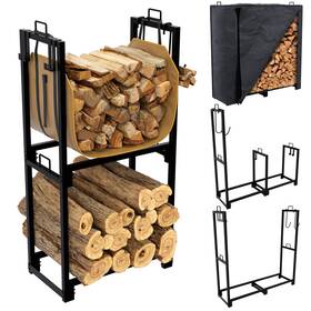 Embercrest 199284029620 4ft Heavy Duty Firewood Rack Outdoor 3 Level Adjustable Length Wood Ind