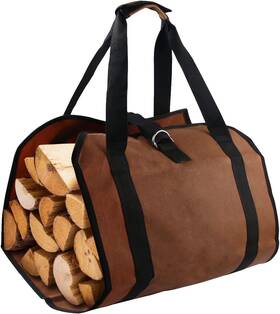 Everymomentcounts 744759939630 Firewood Carrier Log Bag Waxed Canvas Tote For Indoor Fireplace Hold