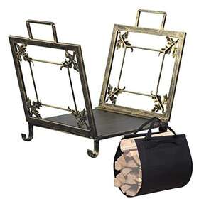 Feed Garden 756014951356 21 Inch Firewood Rack Indoor With Canvas Log Carriersmall Fire Wood