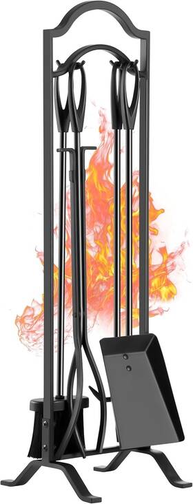 Jc-blgj-5pcs-gx Feed Garden 29 Inch Fireplace Tools Set 5 Pieces Indoor Outdoor Wrought Black
