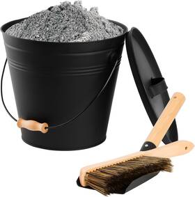 Jc-ht-001-m Feed Garden 3.5 Gallon Ash Bucket With Lid Shovel Broom And Black