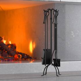 Fire Beauty 734339170881 5-piece Fireplace Tools Set Heavy Duty Wrought Iron Place