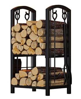 Fire Beauty 778809281639 Fireplace Firewood Log Rack 5-piece Storage Logs Holder With Tools Set 4