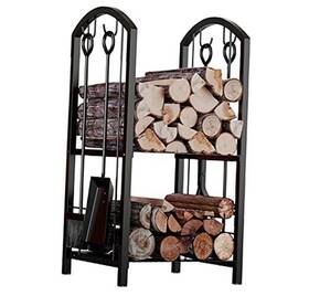 Firebeauty 313095457469 Fireplace Firewood Log Rack 5-piece Storage Logs Holder With Tools Set 4