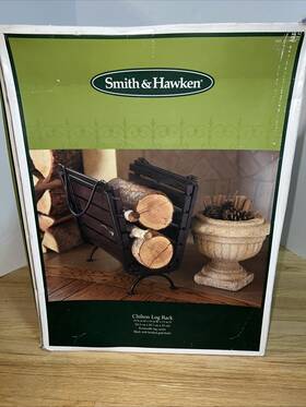 Fireplace 490851004683 Smith And Hawken Chilton Log Rack Holder Black With Brushed Gold Finish