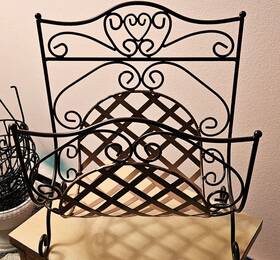 Aw18hd2pss101r Fireplace Wrought Iron Scroll Fire Wood Log Holder Ornate Black And Bronze