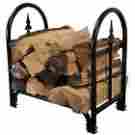 Fireplace Log Rack Storage With Finial Design Indoor Outdoor Black New 3303173166113