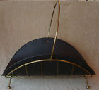 Fireplace Rack Magazine Log Vtg Coal Wood Brass Basket Holder Carrier Metal