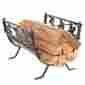 Frls19l Hio Firewood Basket Wrought Iron Indoor Fireside Log Rack With Small Accent Leaves 6923669783043