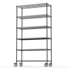 Funkol 712109276292 6-tier Heavy Duty Steel Wire Shelving Unit In Black 18 Inch W X 48 H 86 D