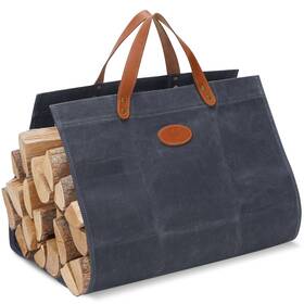 G Good Gain 974007271548 Firewood Carrier Waxed Canvas With Leather Handles Wood Blue